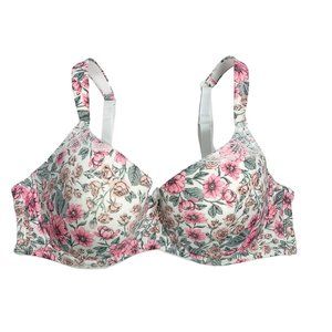 Laura Ashley Full Figure Bra Sz 40D Floral Print Comfort Strap Extra Cushion